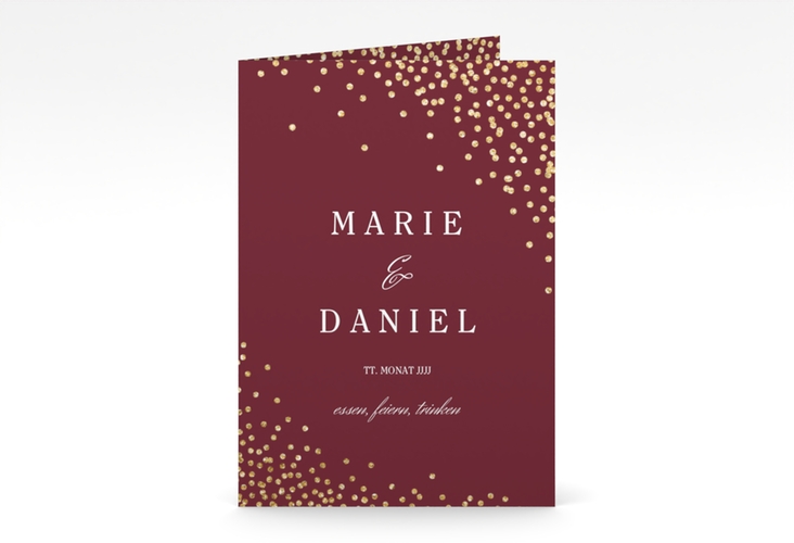 Einladungskarte Hochzeit Glitter A6 Klappkarte hoch rot hochglanz