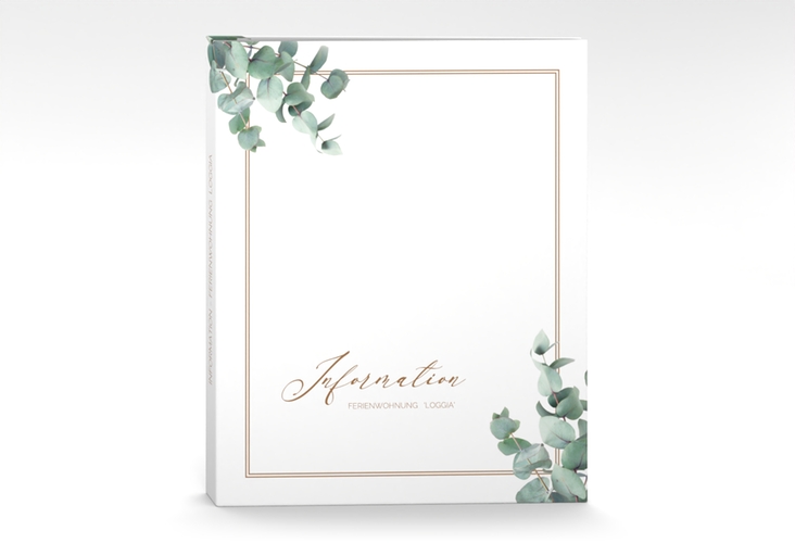 Gästemappe Ferienwohnung A4 Loggia Gästemappe A4 weiss mit Eukalyptus-Zweigen