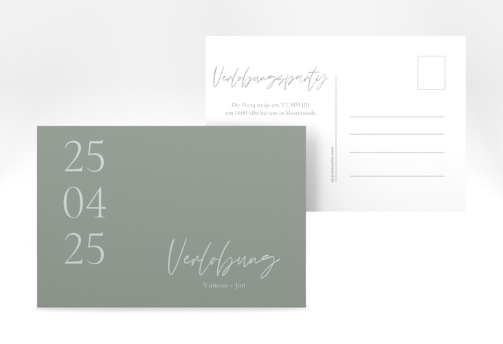 Verlobungskarte Hochzeit Day A6 Postkarte mit Datum im minimalistischen Design