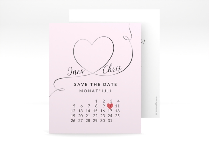 Save the Date-Kalenderblatt Dolce Kalenderblatt-Karte rosa hochglanz