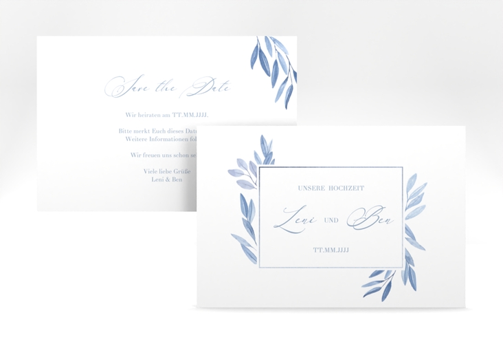 Save the Date-Karte Classicblue A6 Karte quer weiss hochglanz