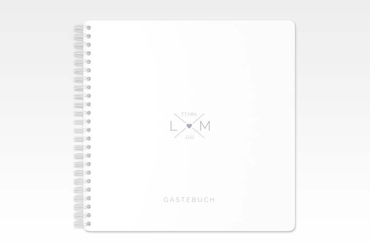 Gästebuch Hochzeit Initials Ringbindung grau mit Initialen im minimalistischen Design