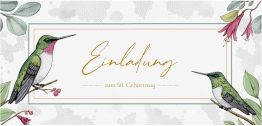 Einladung 50. Geburtstag Kolibri lange Karte quer