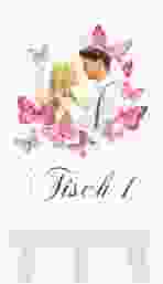 Tischnummer Hochzeit Schmetterlinge Tischaufsteller pink