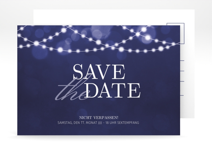 Save the Date-Postkarte Geburtstag Girlande A6 Postkarte edel mit Bokeh