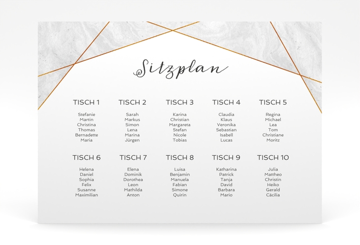 Sitzplan Poster Hochzeit Asymmetry 70 x 50 cm Poster grau