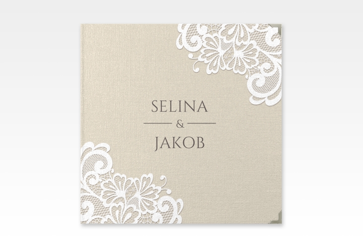 Gästebuch Selection Hochzeit Vintage Leinen-Hardcover mit floraler Spitze