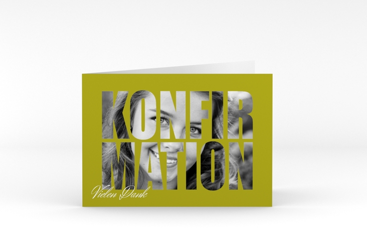 Danksagung Konfirmation "Inspiration" DIN A6 Klappkarte quer gruen