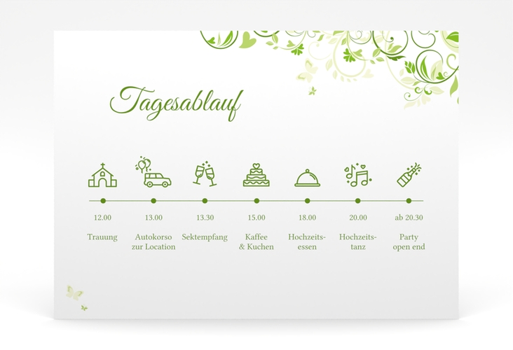 Tagesablauf Poster Hochzeit Lilly 70 x 50 cm Poster gruen