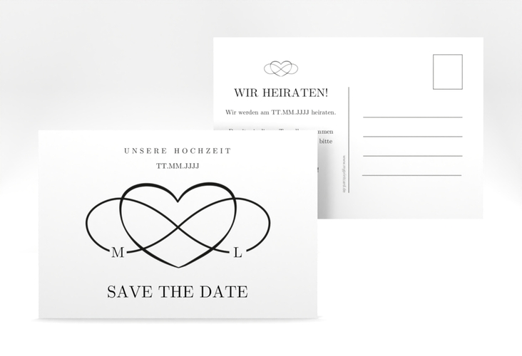 Save the Date-Postkarte Infinity A6 Postkarte schwarz hochglanz
