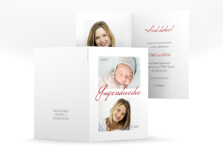 Einladung Jugendweihe Grown A6 Klappkarte hoch