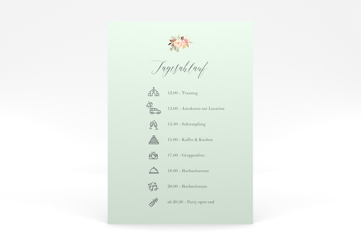 Tagesablauf Poster Hochzeit Prachtvoll 50 x 70 cm Poster mint