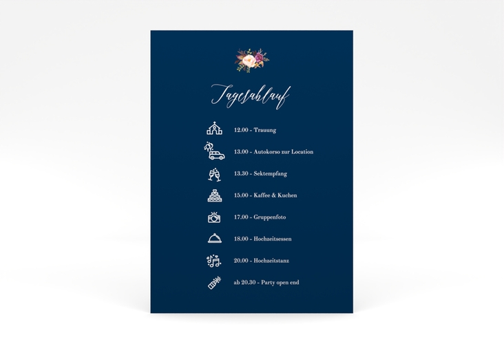 Tagesablauf Poster Hochzeit Prachtvoll 50 x 70 cm Poster blau