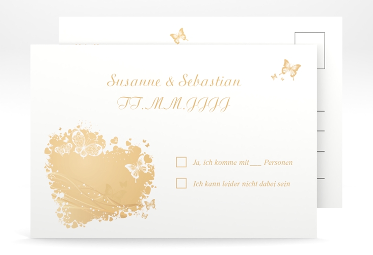 Antwortkarte Hochzeit Mailand A6 Postkarte beige hochglanz