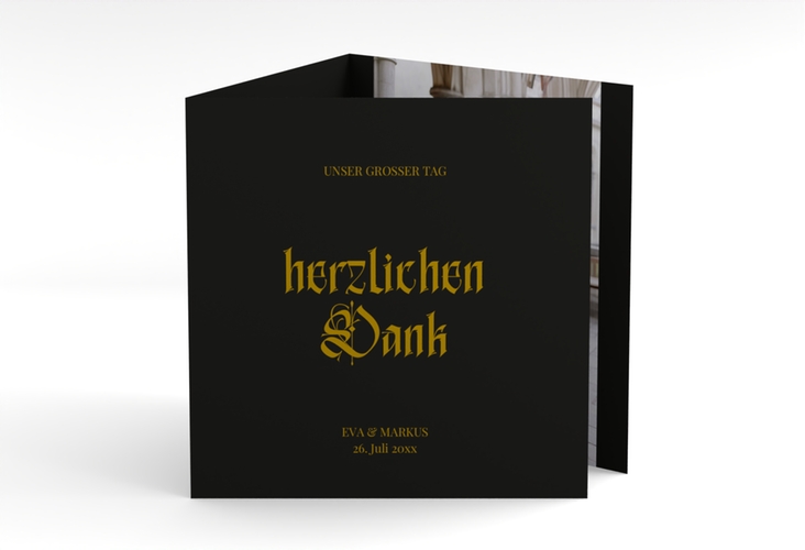 Danksagungskarte Hochzeit Wednesday quadr. Doppel-Klappkarte schwarz