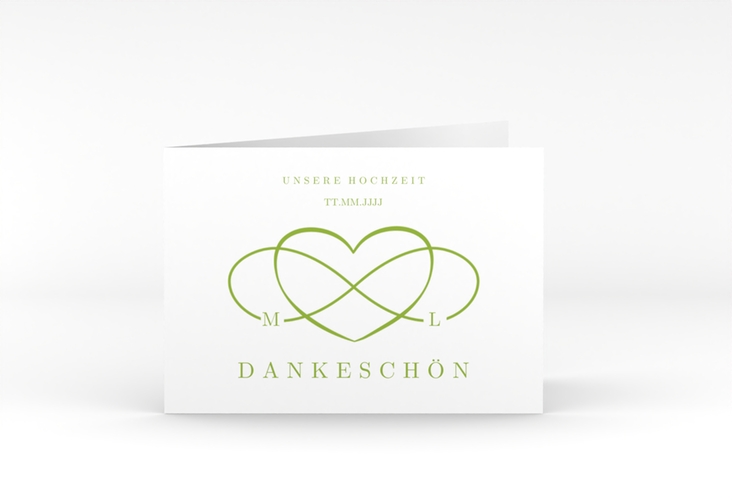 Danksagungskarte Hochzeit Infinity A6 Klappkarte quer gruen