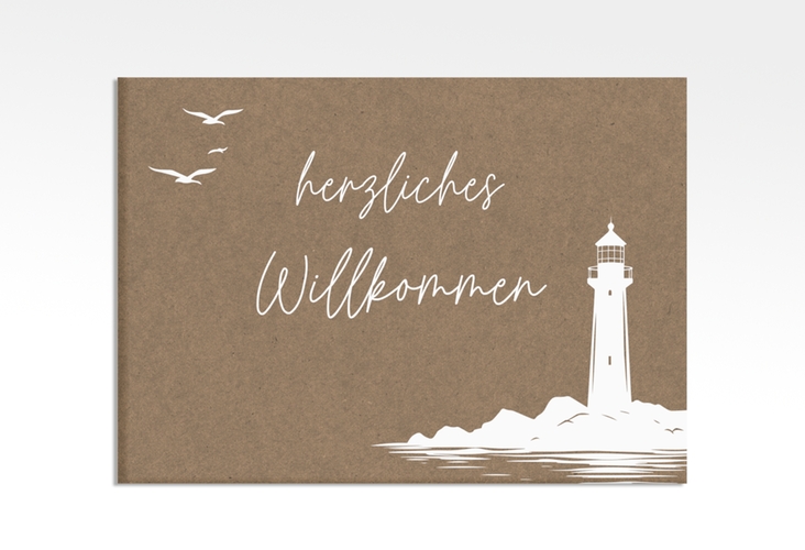 Willkommensschild Leinwand Leuchtturm 70 x 50 cm Leinwand Kraftpapier
