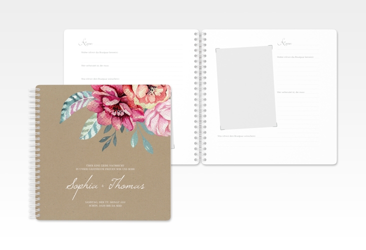 Gästebuch Hochzeit Blooming Ringbindung Kraftpapier