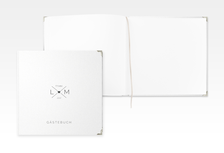 Gästebuch Selection Hochzeit Initials Leinen-Hardcover schwarz mit Initialen im minimalistischen Design