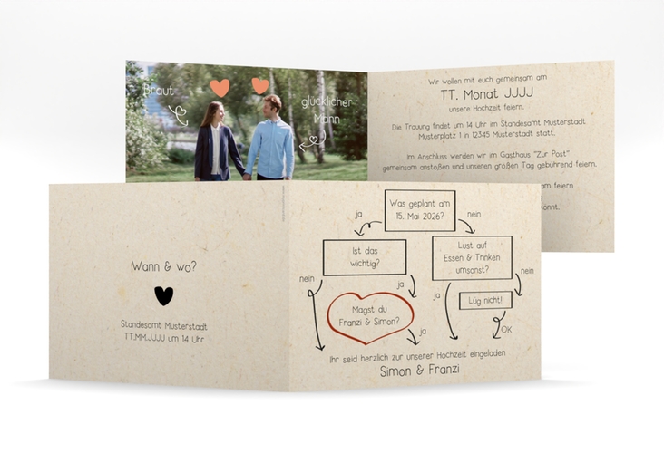 Hochzeitseinladung Entscheidung mittlere Klappkarte quer