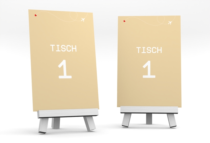 Tischnummer Hochzeit Weddingpass Tischaufsteller beige hochglanz
