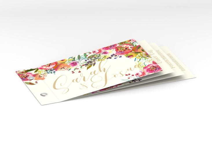 Hochzeitseinladung Flowerbomb Booklet beige