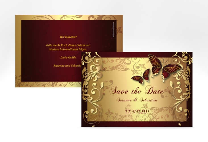 Save the Date-Karte Hochzeit Toulouse A6 Karte quer rot hochglanz