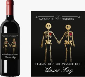 Weinetikett zur Hochzeit Bones