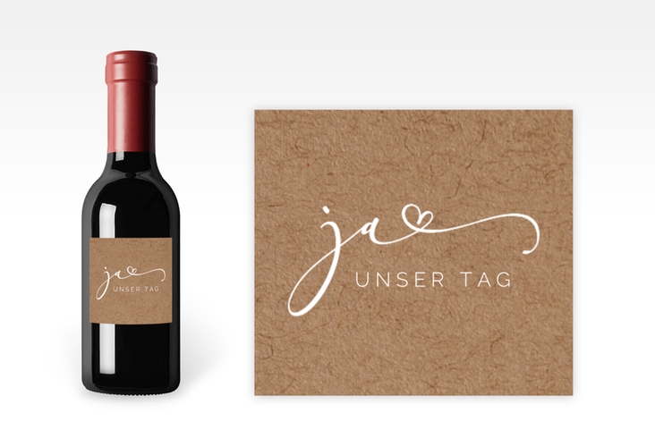 Piccoloetikett Hochzeit Jawort Etikett Piccolo Kraftpapier modern minimalistisch mit veredelter Aufschrift