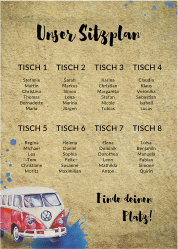 Klick: Details zu Sitzplan Poster Hochzeit "Bulli" anzeigen Sitzplan Poster Hochzeit Bulli 50 x 70 cm Poster beige