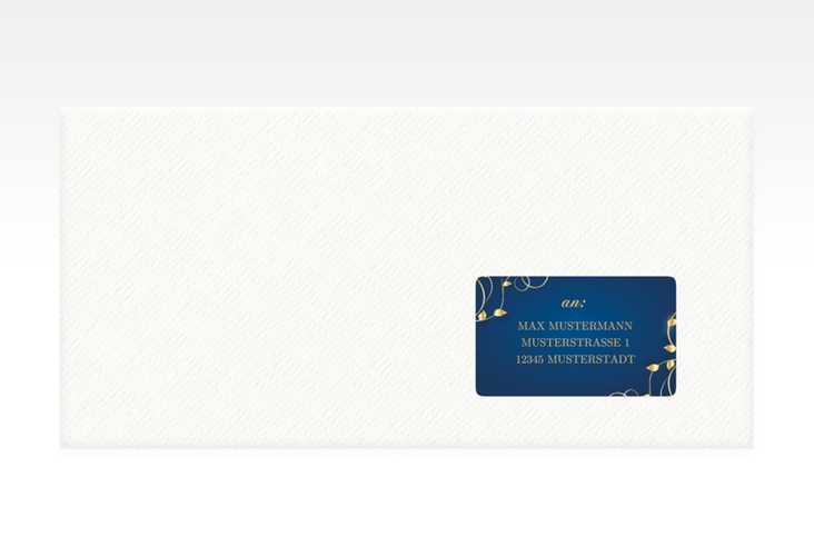 Empfängeretikett Hochzeit Eternity 63,5 x 38,1 mm blau