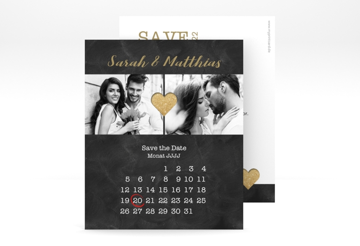 Save the Date-Kalenderblatt Sparkly Kalenderblatt-Karte gold hochglanz