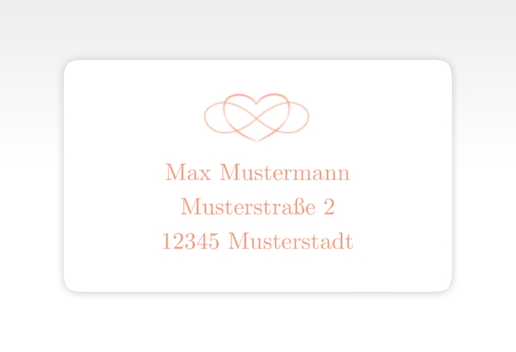 Empfängeretikett Hochzeit Infinity 63,5 x 38,1 mm apricot