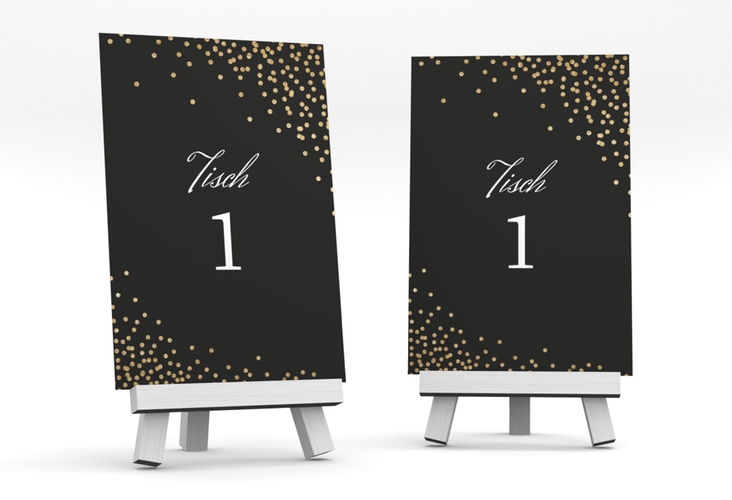 Tischnummer Hochzeit Glitter Tischaufsteller schwarz hochglanz