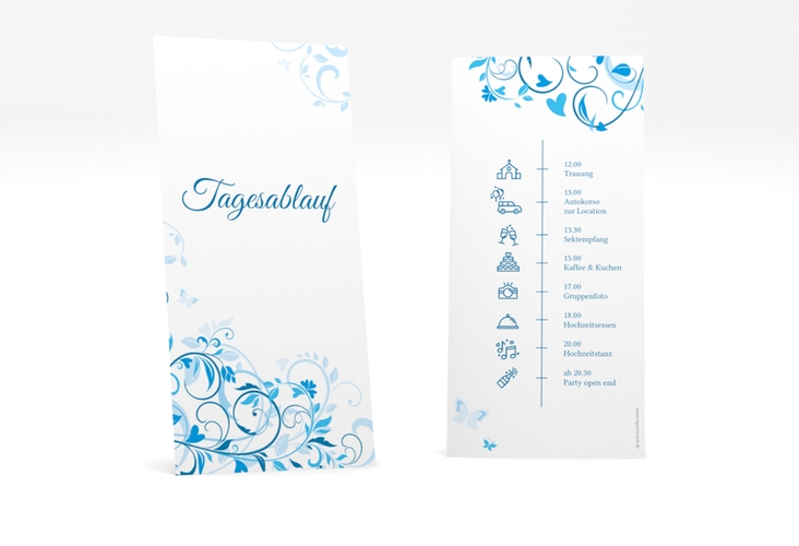 Tagesablauf Hochzeit Lilly lange Karte hoch blau