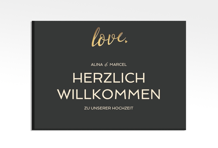 Willkommensschild Leinwand Glam 70 x 50 cm Leinwand schwarz