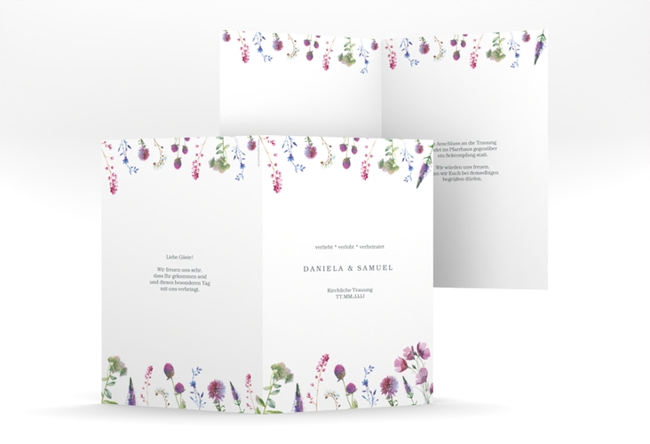 Kirchenheft Hochzeit Wildblumen A5 Klappkarte hoch weiss