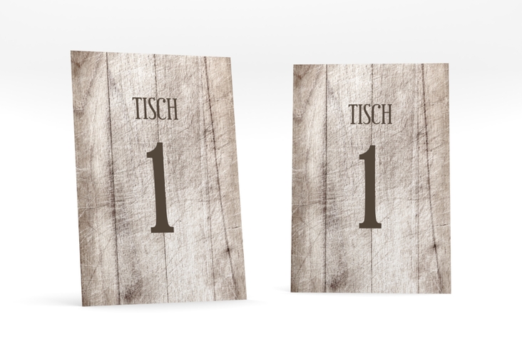 Tischnummer Hochzeit "Wood" Tischaufsteller weiss