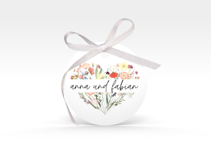 Geschenkanhänger Hochzeit Wildblumenherz Geschenkanhänger, rund bunt