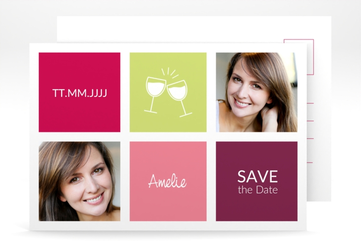 Save the Date-Postkarte Geburtstag Celebration A6 Postkarte pink