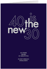 Einladung 40. Geburtstag Grateful A6 Klappkarte hoch blau