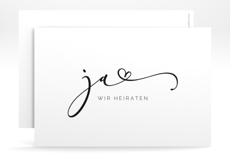 Save the Date-Karte Jawort A6 Karte quer weiss hochglanz modern minimalistisch mit veredelter Aufschrift
