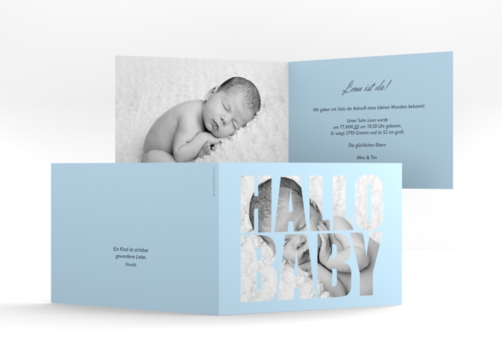 Geburtskarte Wunderlich A6 Klappkarte quer blau