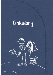 Hochzeitseinladung Pisa mittlere Bogen-Wickelfalzkarte blau