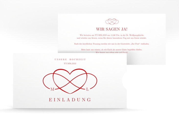 Hochzeitseinladung Infinity Einsteckkarte rot