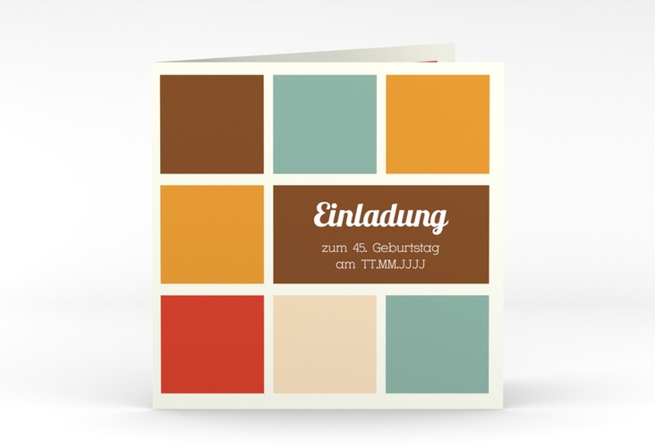 Einladung Geburtstag Daniel/Daniela quadr. Klappkarte in Retro-Farben