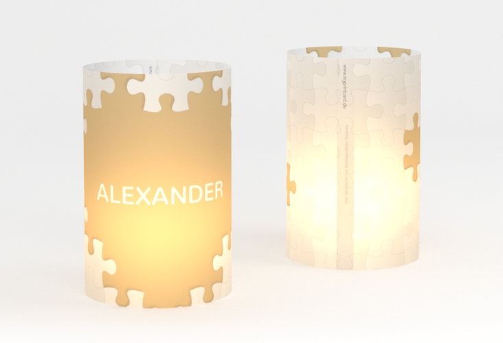 Windlicht Hochzeit Puzzle Windlicht beige