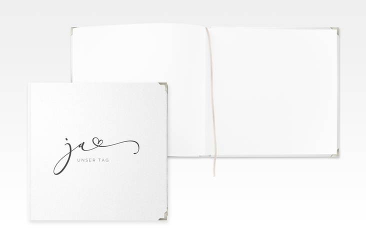 Gästebuch Selection Hochzeit Jawort Leinen-Hardcover weiss modern minimalistisch mit veredelter Aufschrift