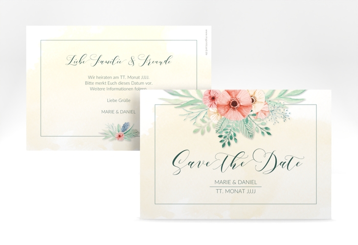 Save the Date-Karte Hochzeit Surfinia A6 Karte quer apricot