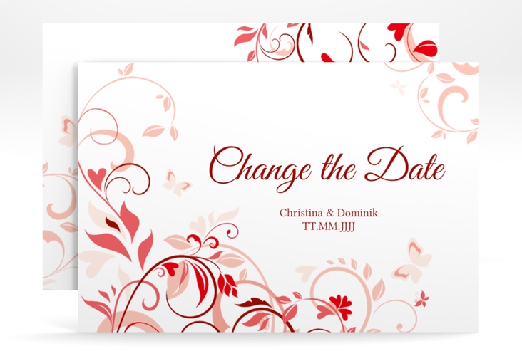 Change the Date-Karte Lilly A6 Karte quer rot hochglanz